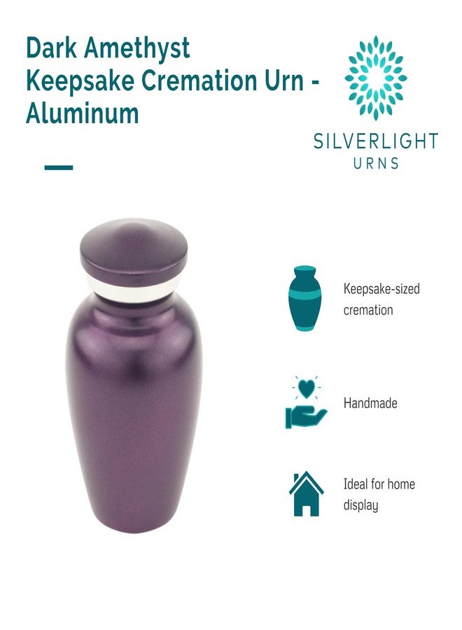 Silverlight Urns جرة تذكارية لحفظ الرماد بلون الجمشت الداكن، مصنوعة من الألومنيوم، جرة أرجوانية، جرة تذكارية بحجم مناسب، ارتفاع 3 بوصات - Image 5